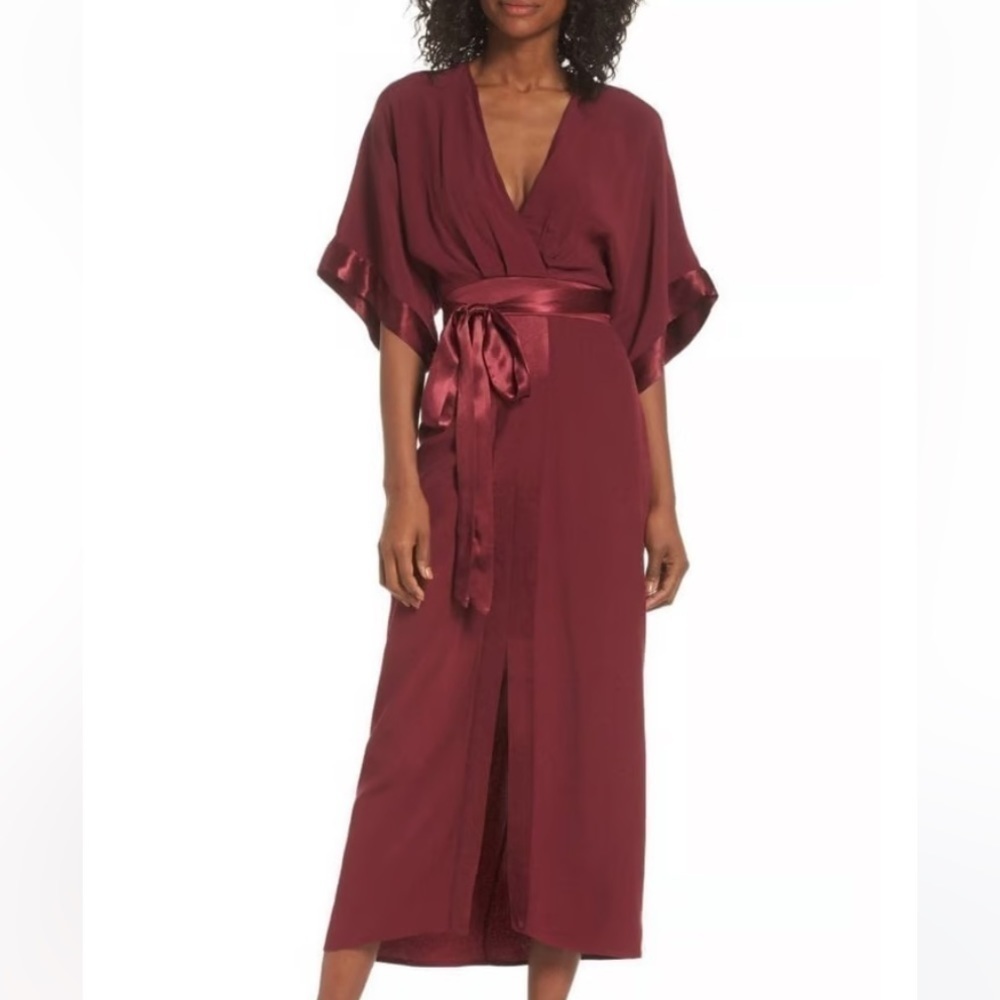 ADELYN RAE Melinda Kimono Midi Cabernet Dress Size Small